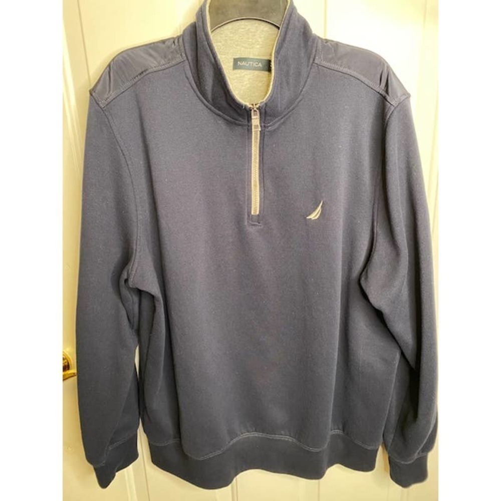 Nautica Men’s X-Large Navy Blue‎ Pullover 1/4 Zip Warm Cozy Comfy